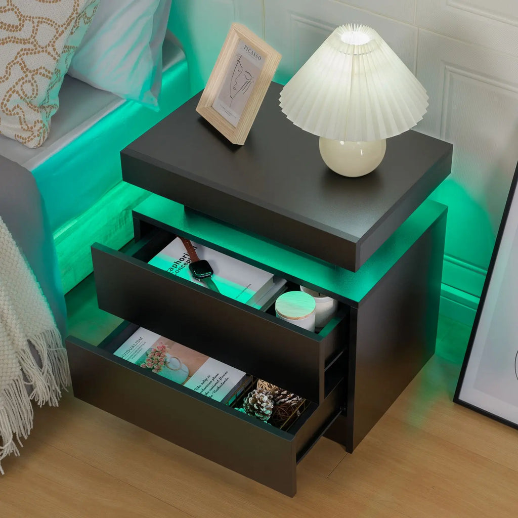 NightGuard™ LED Nightstand with RGB Lights & 2 Drawers