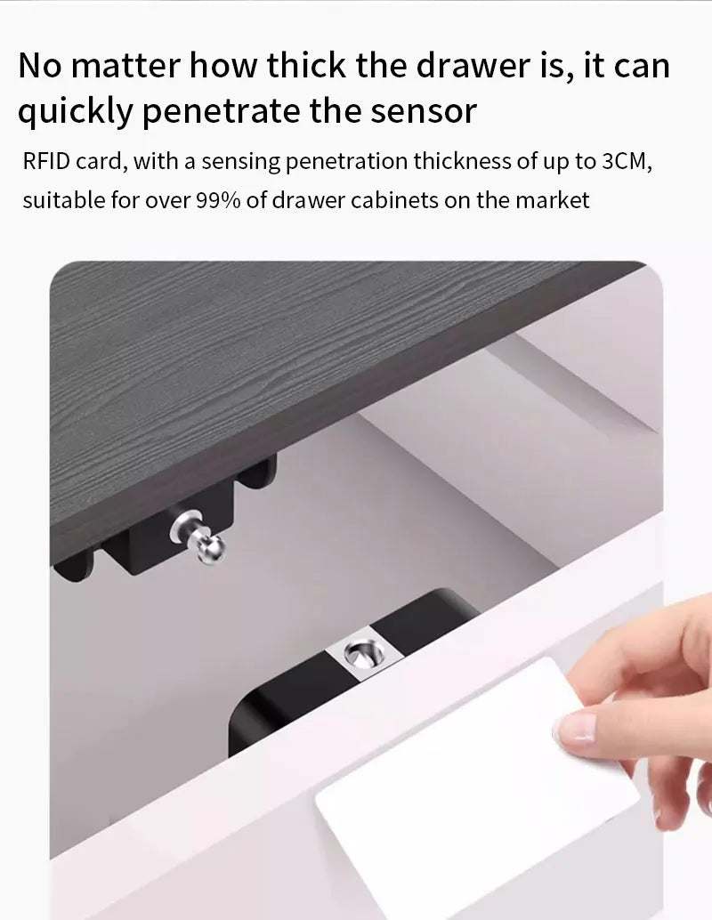 NightGuard™ Tuya Hidden Cabinet Lock RFID Drawer Invisible Electronic Lock App Unlock for Contactless Cabinet Wooden Drawer Cupboard Toolbox