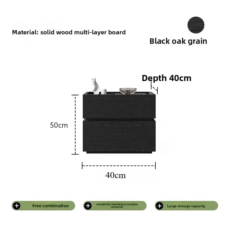 Solid wood paint-free board bedside table household bedroom small bedside storage cabinet