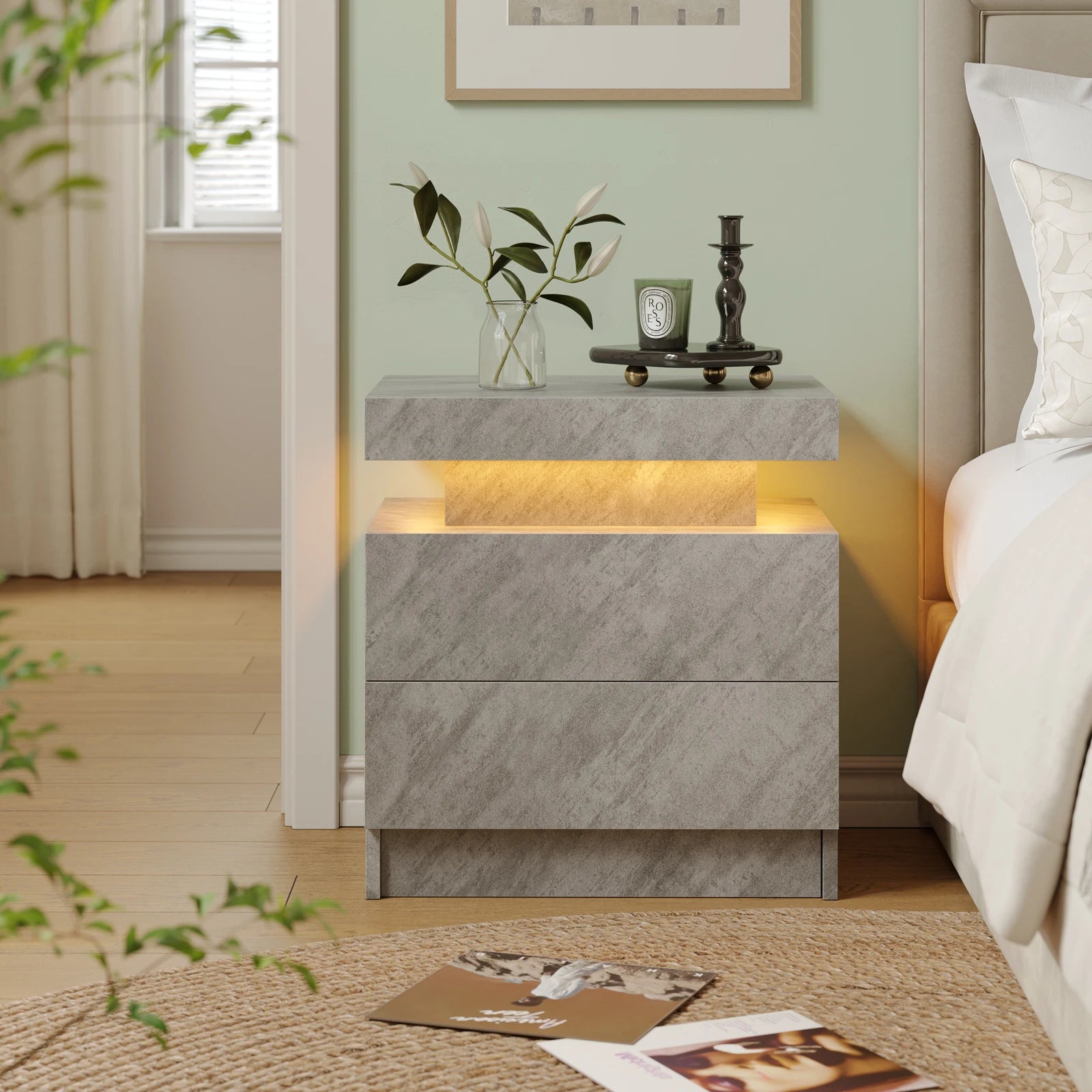 NightGuard™ LED Nightstand with RGB Lights & 2 Drawers