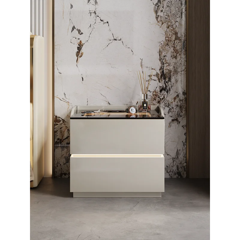 Multifunctional bedside table wireless charging 2024 new master bedroom smart atmosphere light simple modern minimalist storage