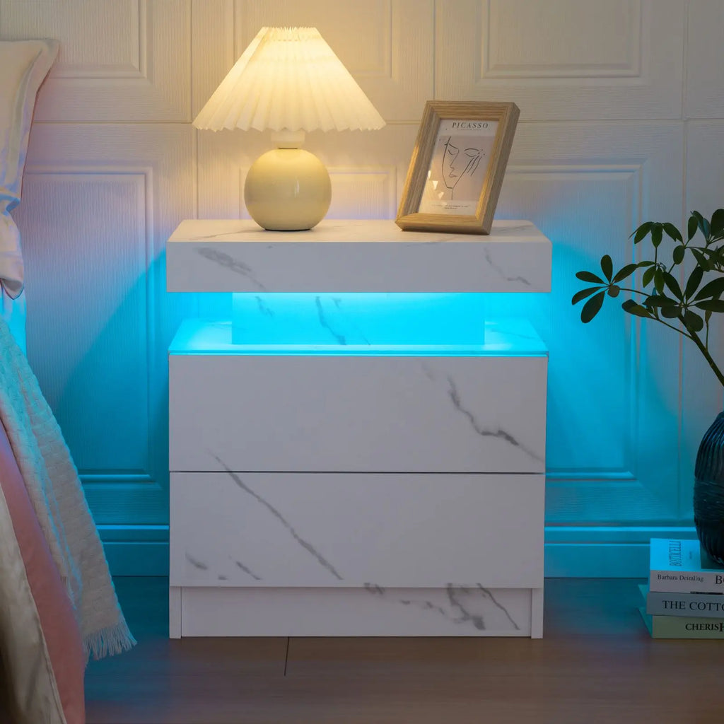 NightGuard™ LED Nightstand with RGB Lights & 2 Drawers