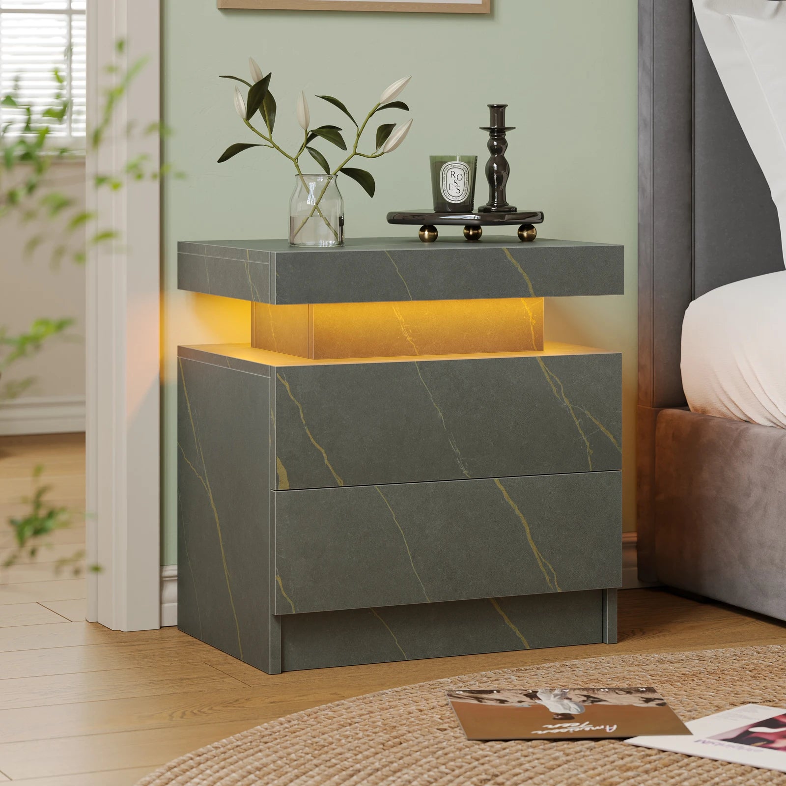 NightGuard™ LED Nightstand with RGB Lights & 2 Drawers