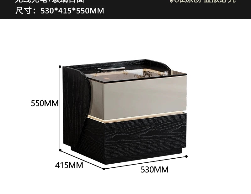 Multifunctional bedside table wireless charging 2024 new master bedroom smart atmosphere light simple modern minimalist storage