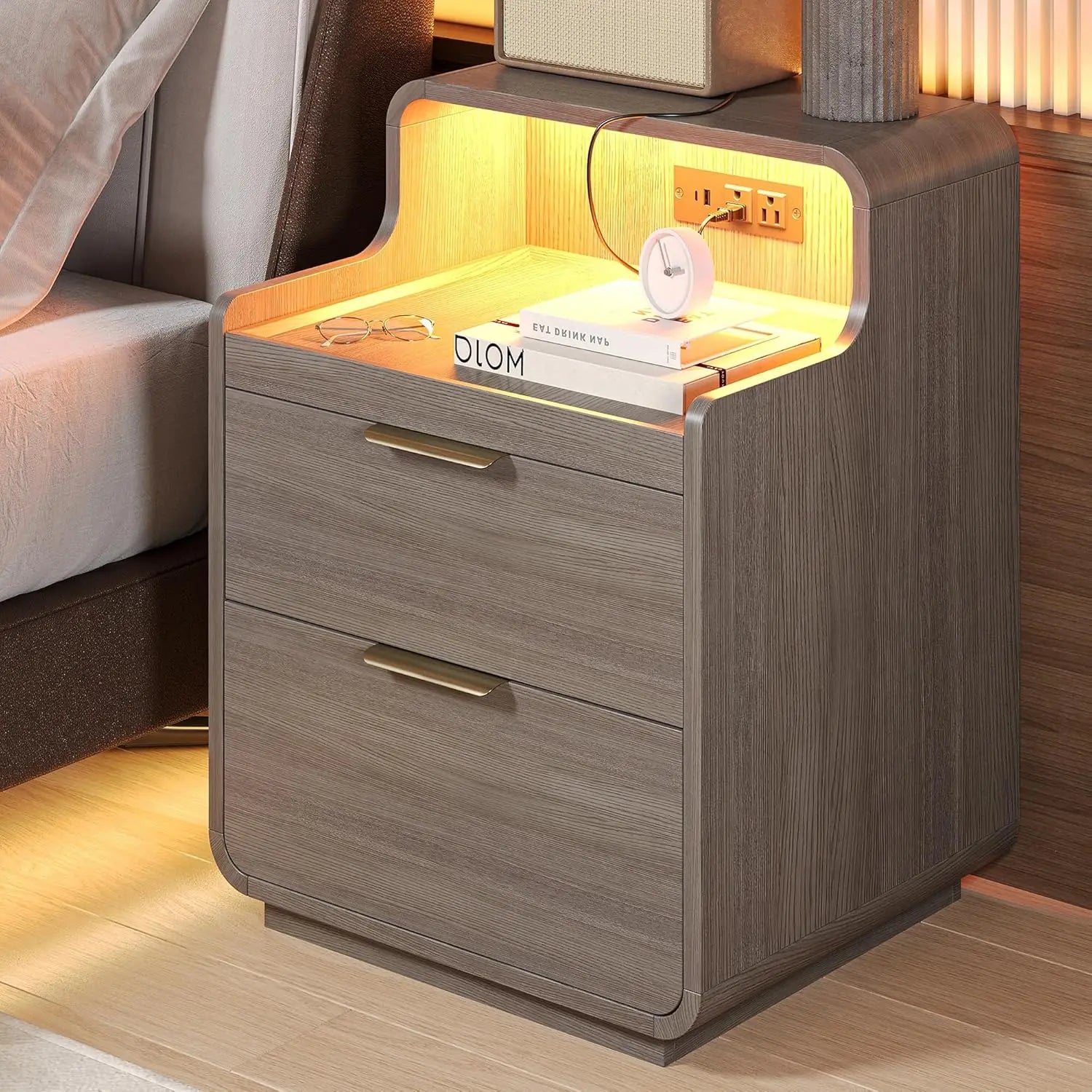 NightGuard™ Nightstand with Charging Station & LED Lights
