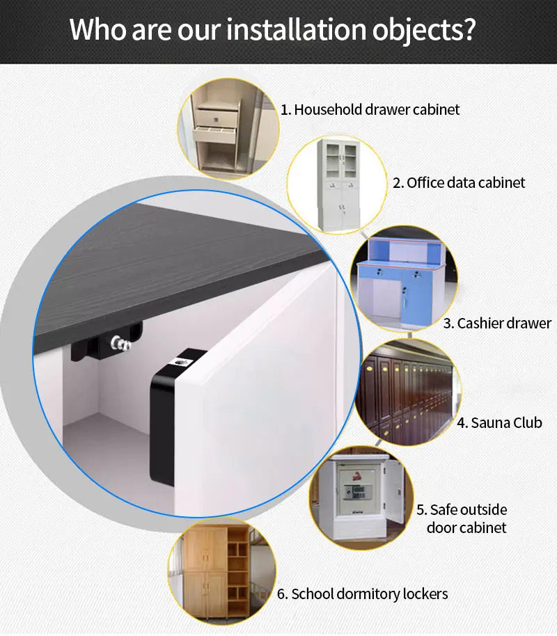 NightGuard™ Tuya Hidden Cabinet Lock RFID Drawer Invisible Electronic Lock App Unlock for Contactless Cabinet Wooden Drawer Cupboard Toolbox