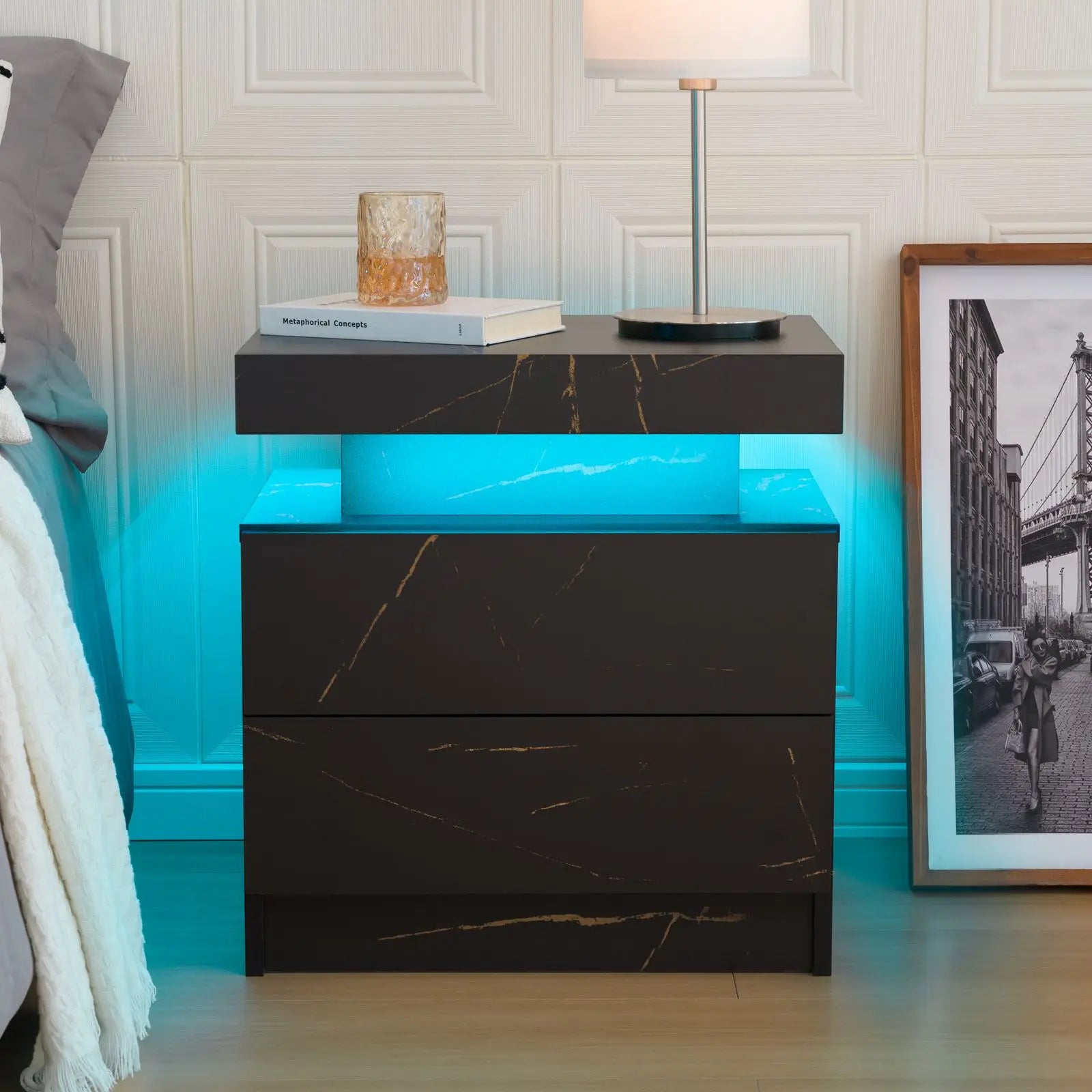 NightGuard™ LED Nightstand with RGB Lights & 2 Drawers
