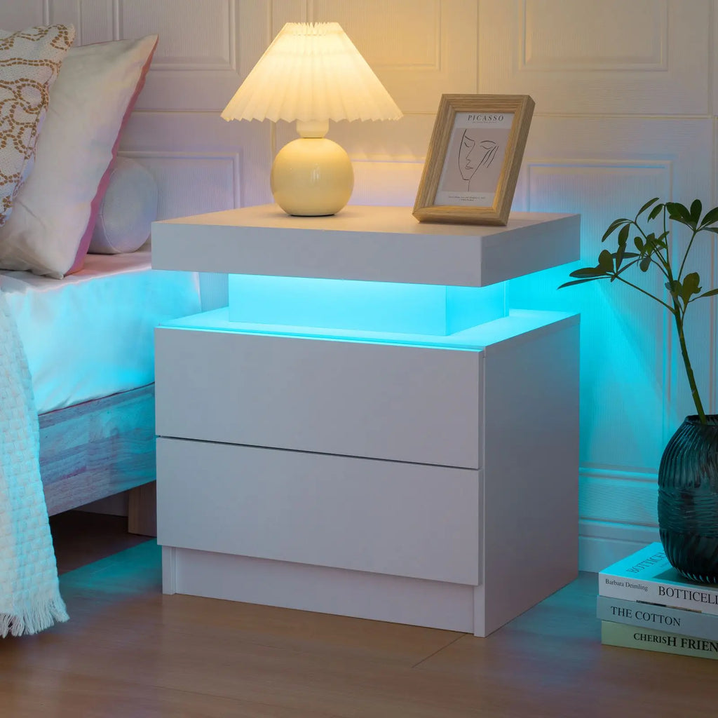 NightGuard™ LED Nightstand with RGB Lights & 2 Drawers