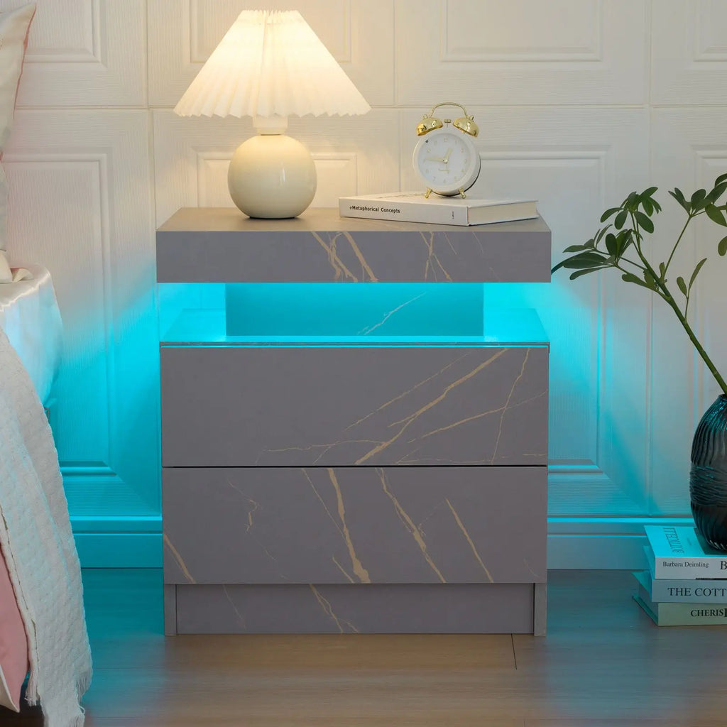 NightGuard™ LED Nightstand with RGB Lights & 2 Drawers