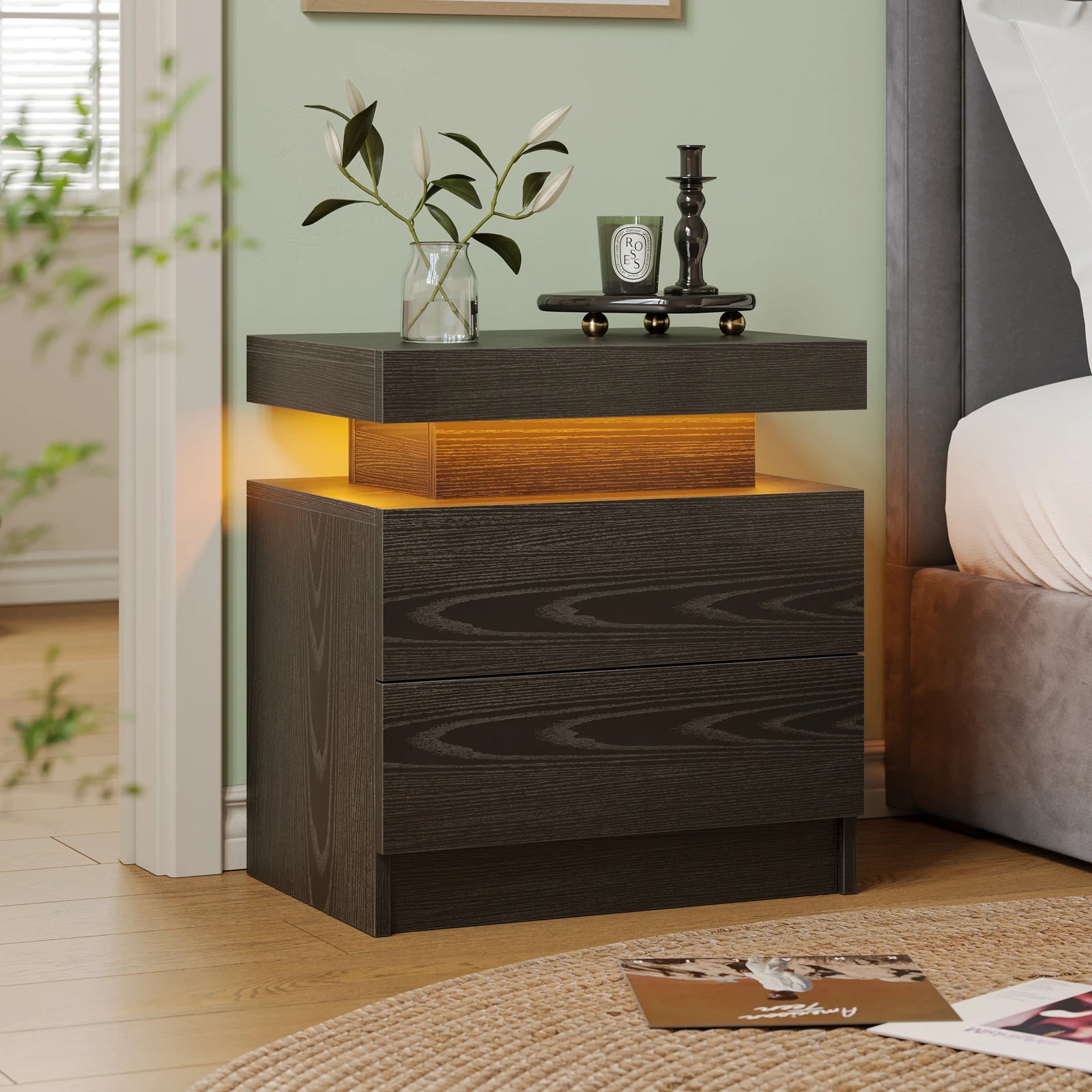 NightGuard™ LED Nightstand with RGB Lights & 2 Drawers