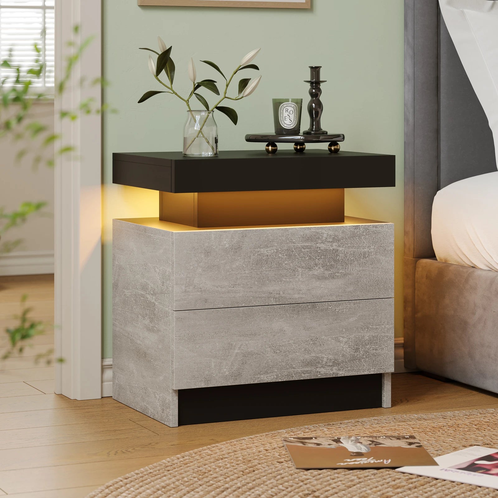NightGuard™ LED Nightstand with RGB Lights & 2 Drawers