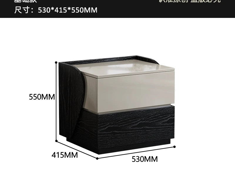 Multifunctional bedside table wireless charging 2024 new master bedroom smart atmosphere light simple modern minimalist storage