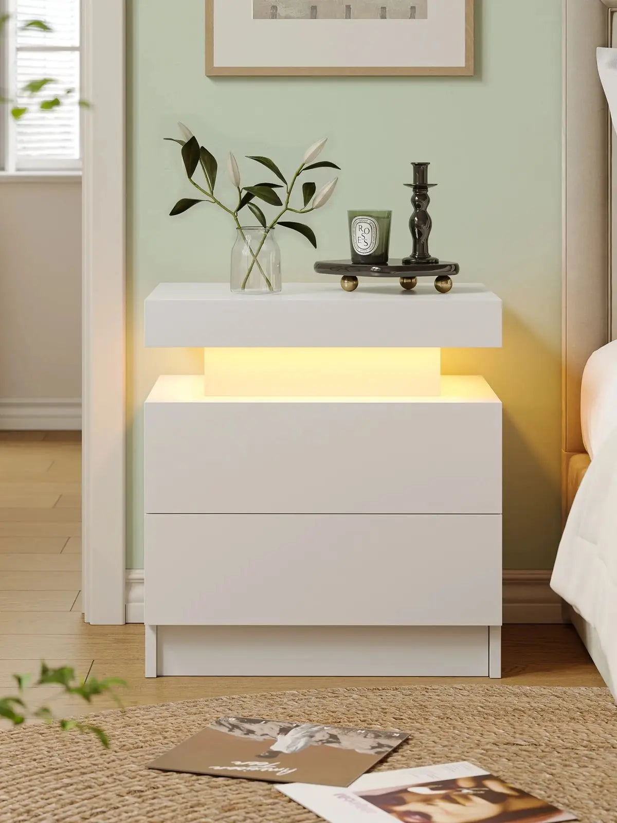 NightGuard™ LED Nightstand with RGB Lights & 2 Drawers