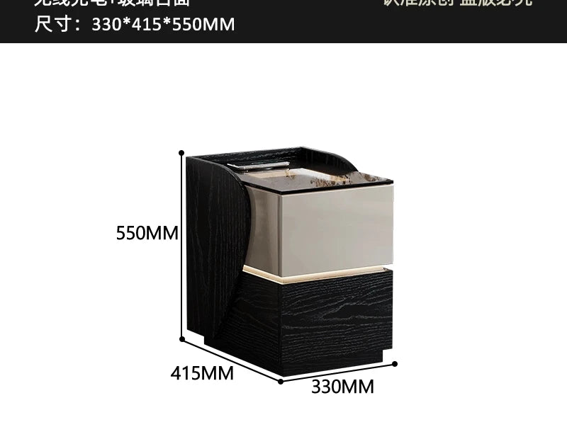 Multifunctional bedside table wireless charging 2024 new master bedroom smart atmosphere light simple modern minimalist storage