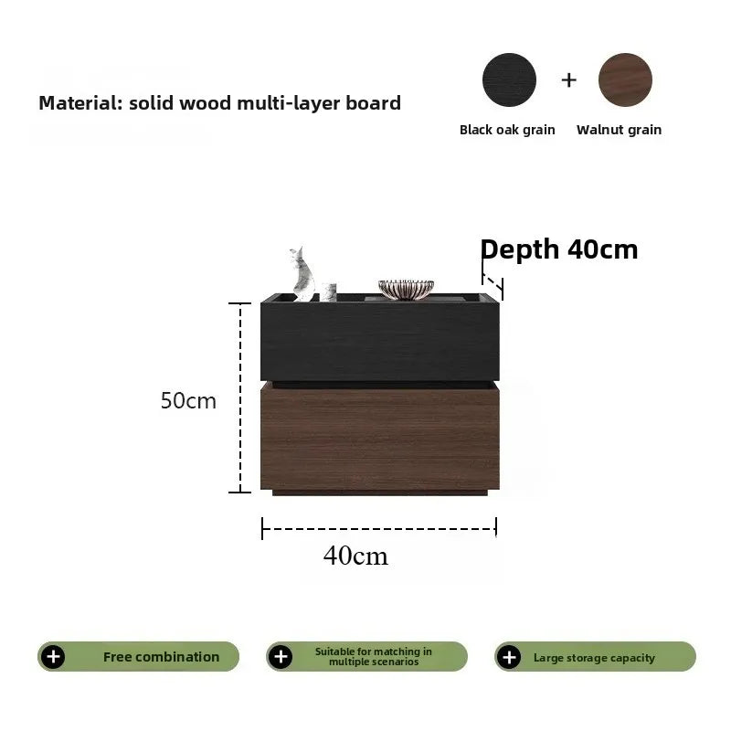 Solid wood paint-free board bedside table household bedroom small bedside storage cabinet