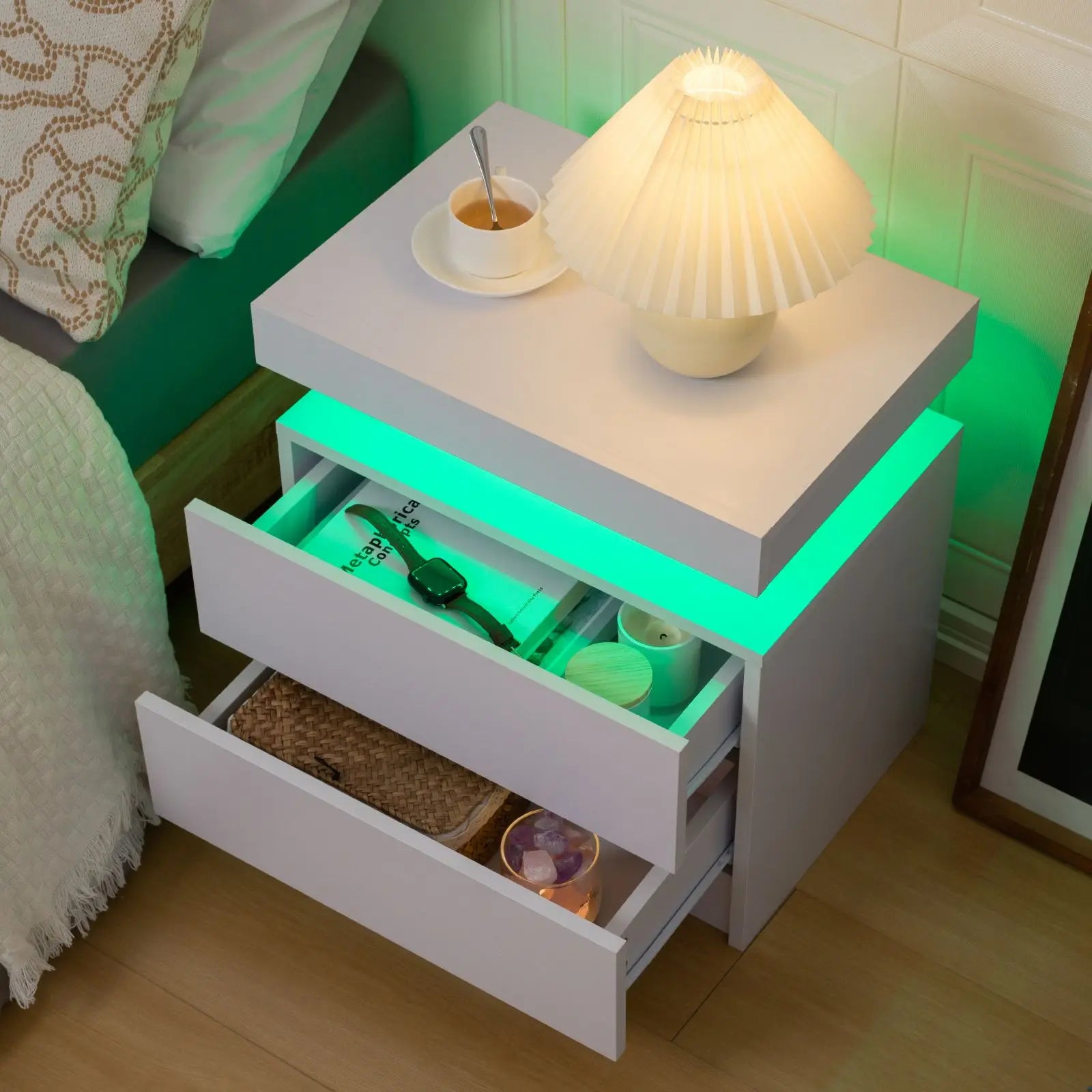 NightGuard™ LED Nightstand with RGB Lights & 2 Drawers