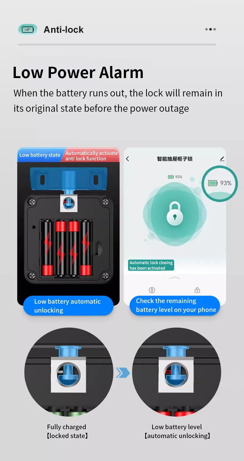 NightGuard™ Tuya Hidden Cabinet Lock RFID Drawer Invisible Electronic Lock App Unlock for Contactless Cabinet Wooden Drawer Cupboard Toolbox