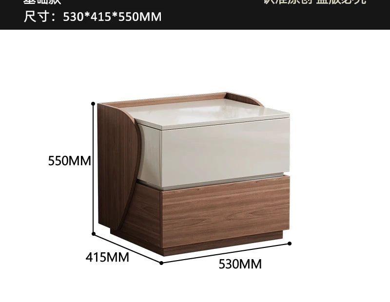 Multifunctional bedside table wireless charging 2024 new master bedroom smart atmosphere light simple modern minimalist storage