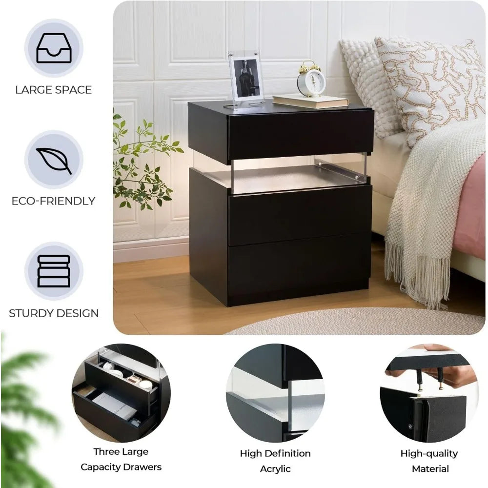 NightGuard™ LED Nightstand with 3 Drawers