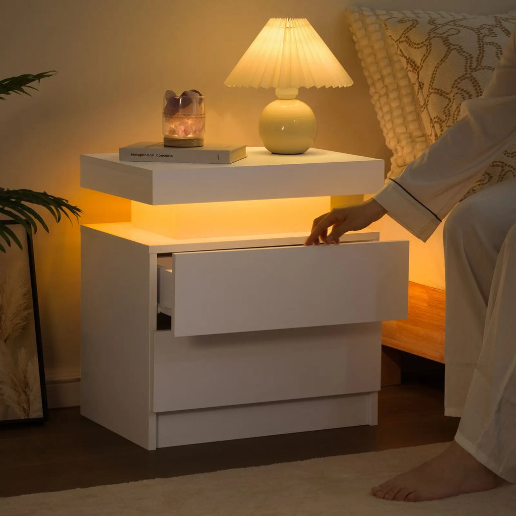 NightGuard™ LED Nightstand with RGB Lights & 2 Drawers