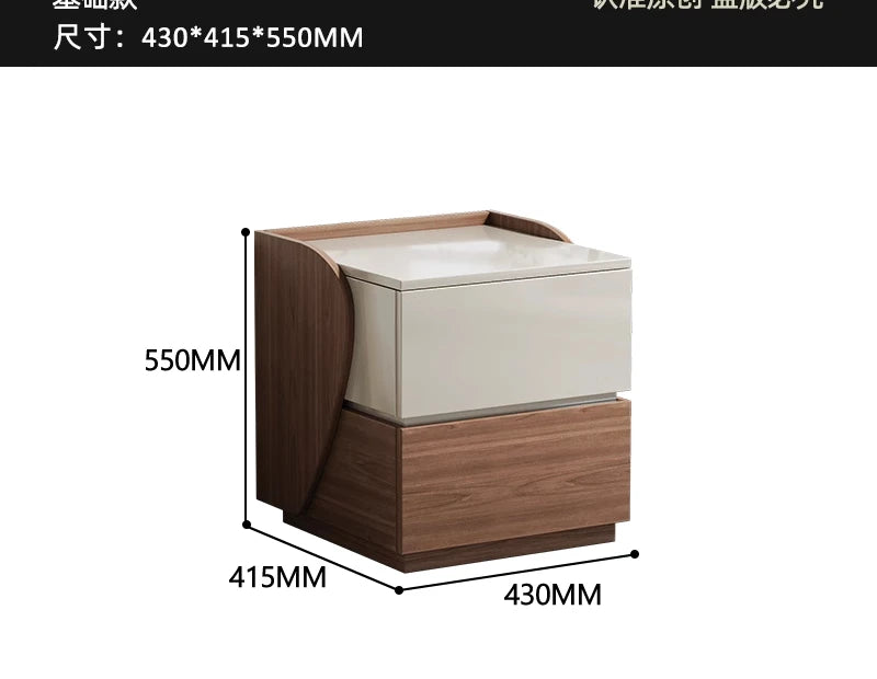 Multifunctional bedside table wireless charging 2024 new master bedroom smart atmosphere light simple modern minimalist storage