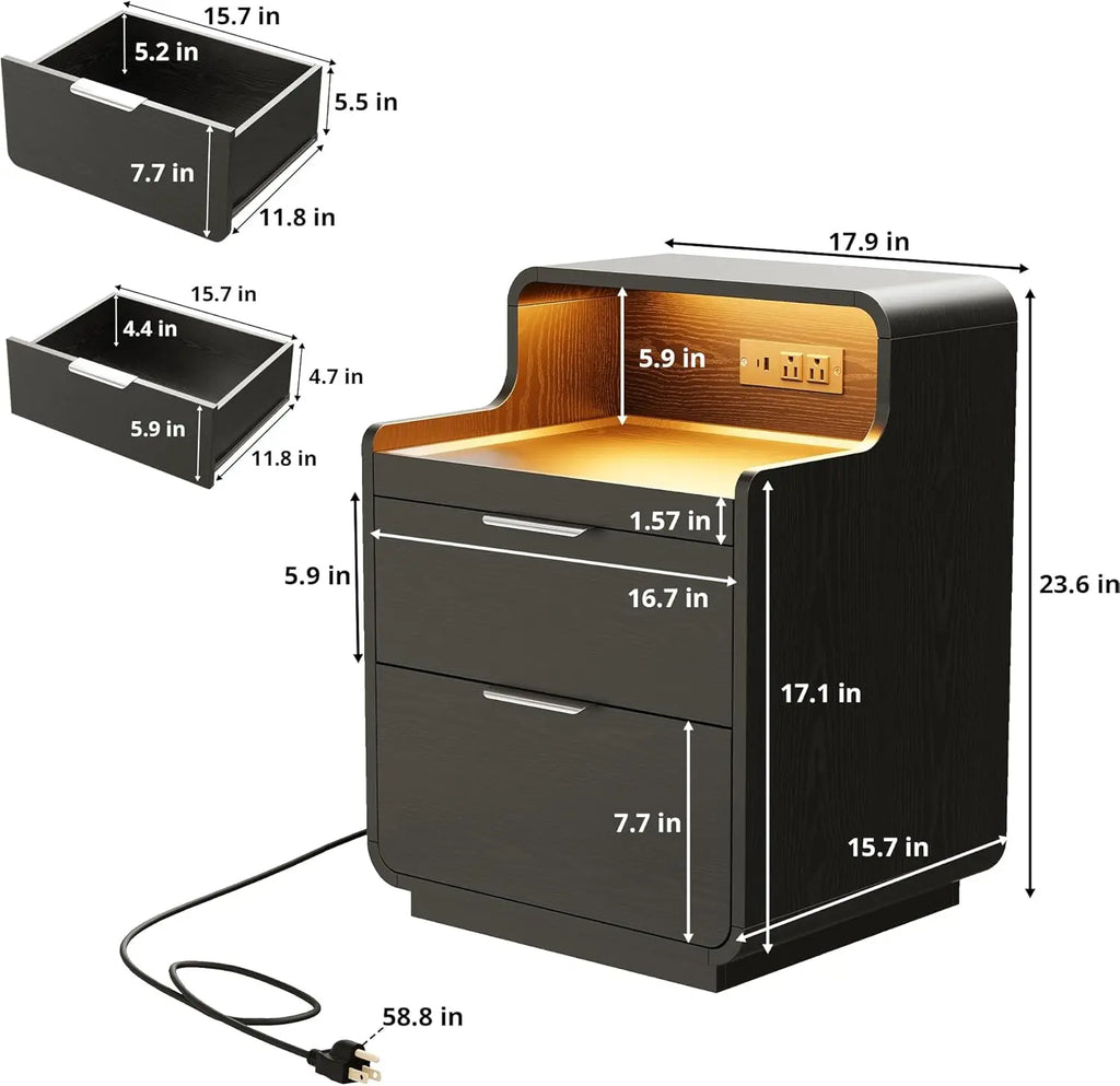 NightGuard™ Nightstand with Charging Station & LED Lights