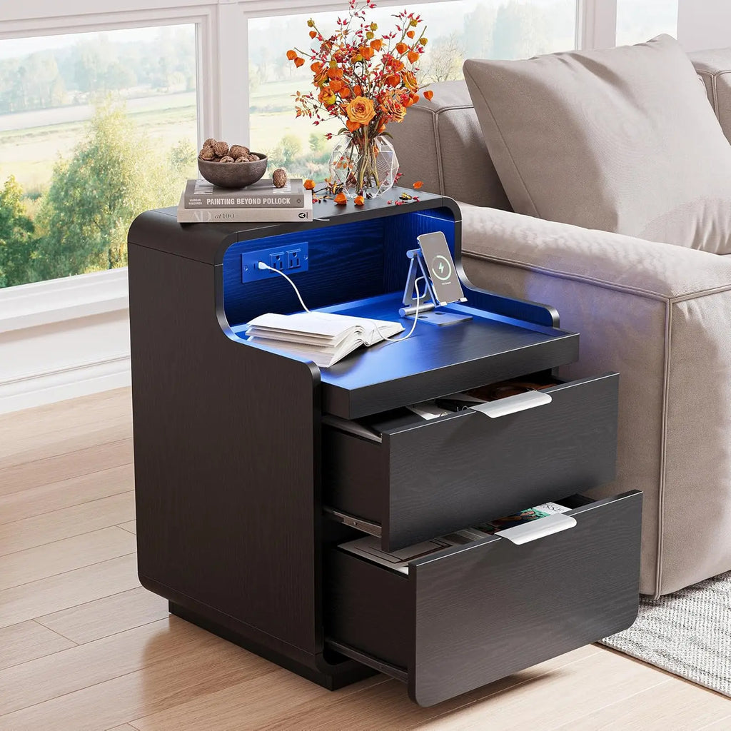 NightGuard™ Nightstand with Charging Station & LED Lights