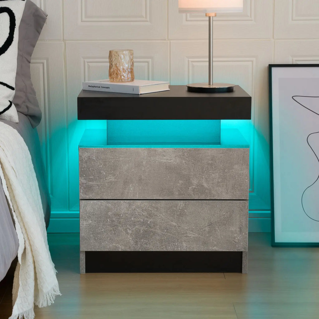 NightGuard™ LED Nightstand with RGB Lights & 2 Drawers