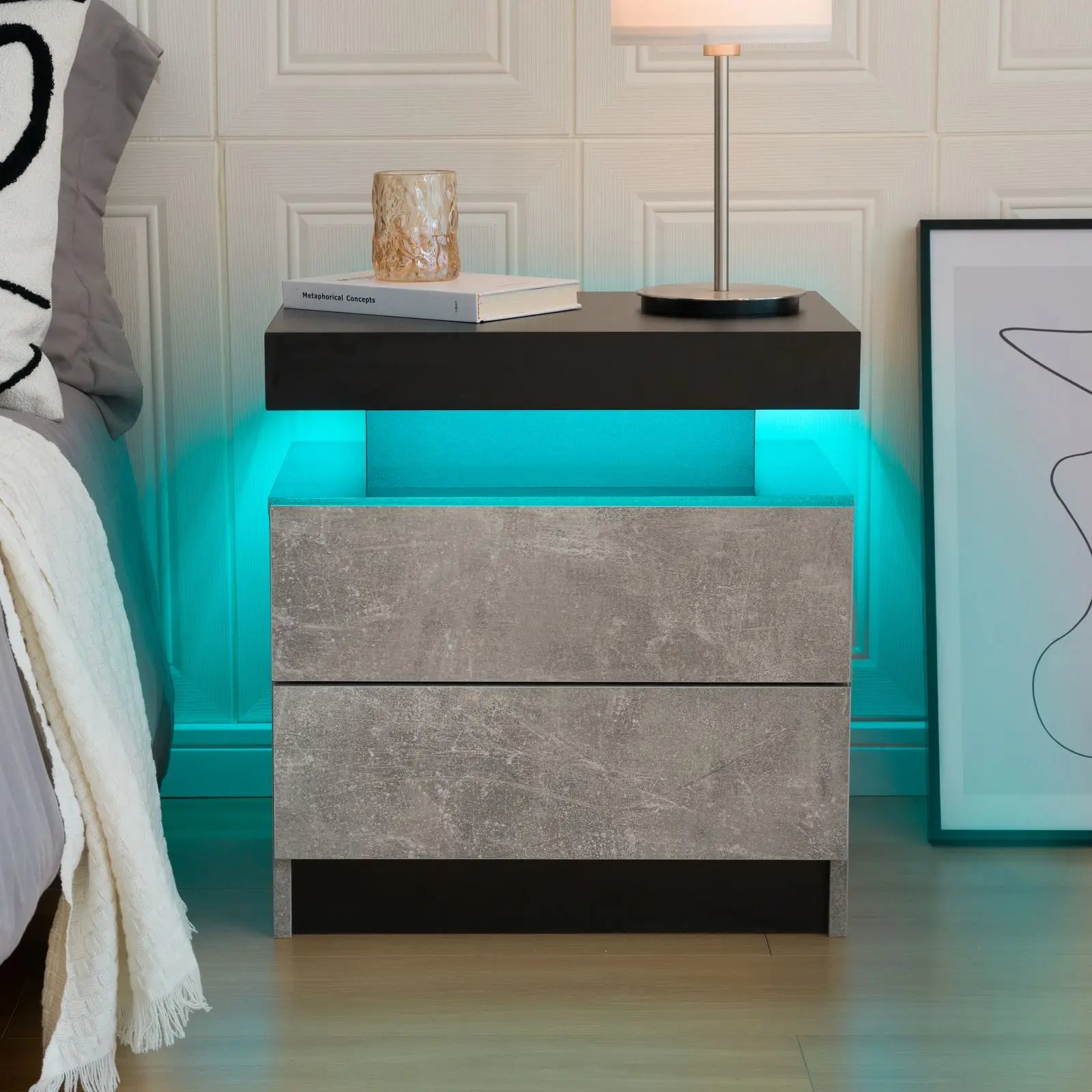 NightGuard™ LED Nightstand with RGB Lights & 2 Drawers