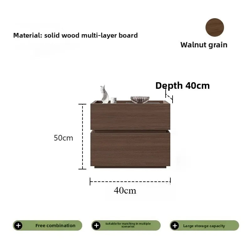 Solid wood paint-free board bedside table household bedroom small bedside storage cabinet