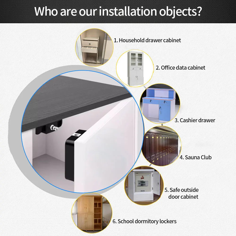 NightGuard™ Tuya Hidden Cabinet Lock RFID Drawer Invisible Electronic Lock App Unlock for Contactless Cabinet Wooden Drawer Cupboard Toolbox